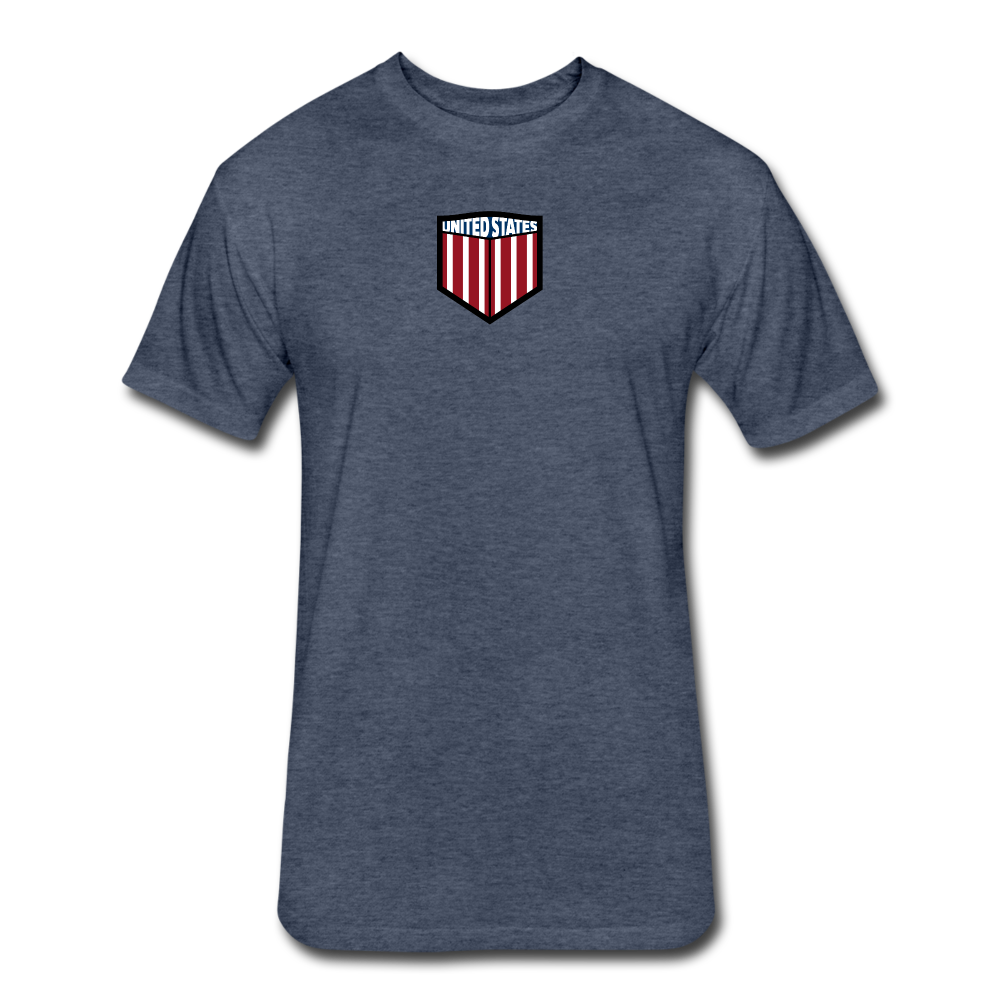 US Shield Fitted Cotton/Poly T-Shirt by Next Level - heather navy