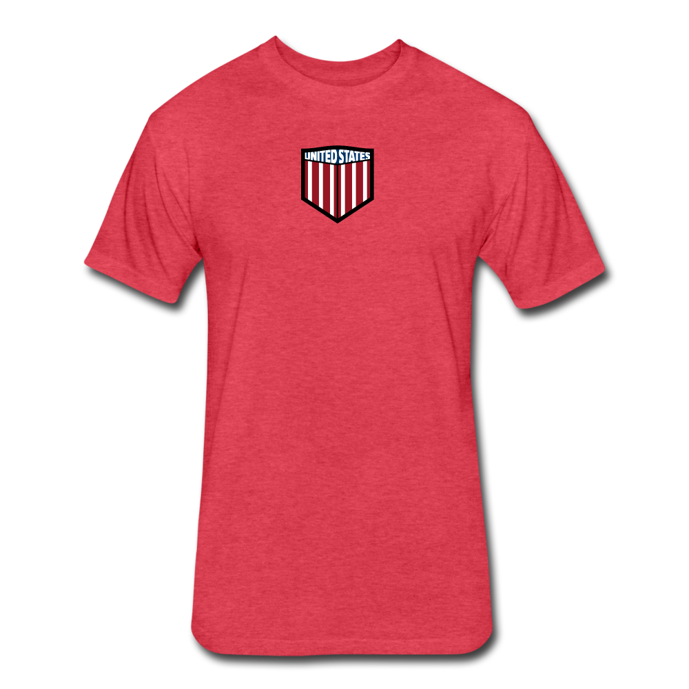 US Shield Fitted Cotton/Poly T-Shirt by Next Level - heather red