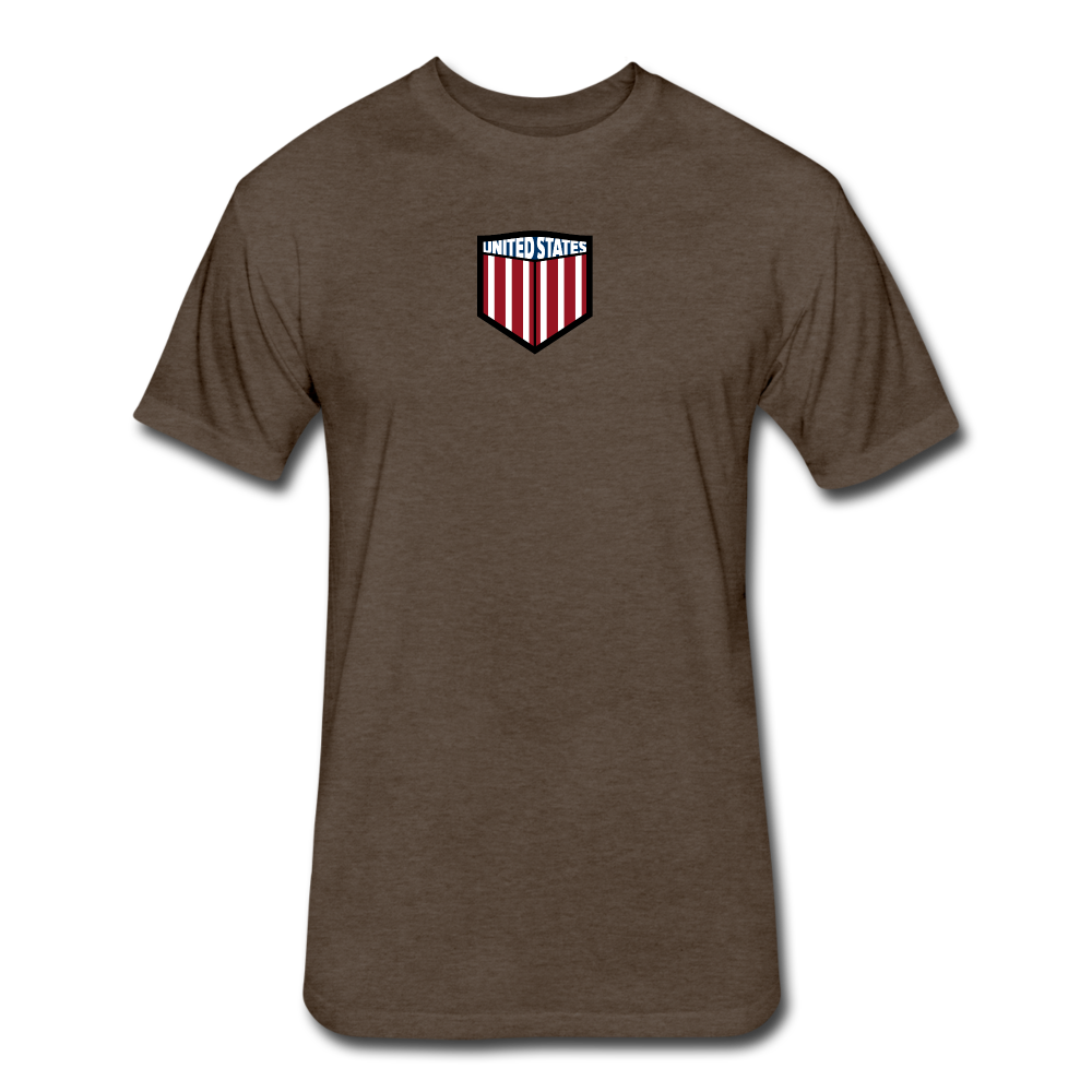 US Shield Fitted Cotton/Poly T-Shirt by Next Level - heather espresso